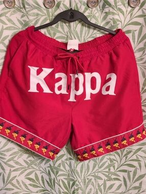 Kappa Red Athletic Shorts with Contrast Logo Trim